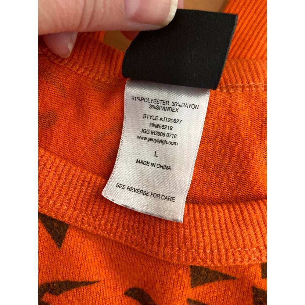 Halloween Pumpkin Jack-o-lantern lightweight Orange Sweatshirt Size Large Girls - Picture 6 of 9